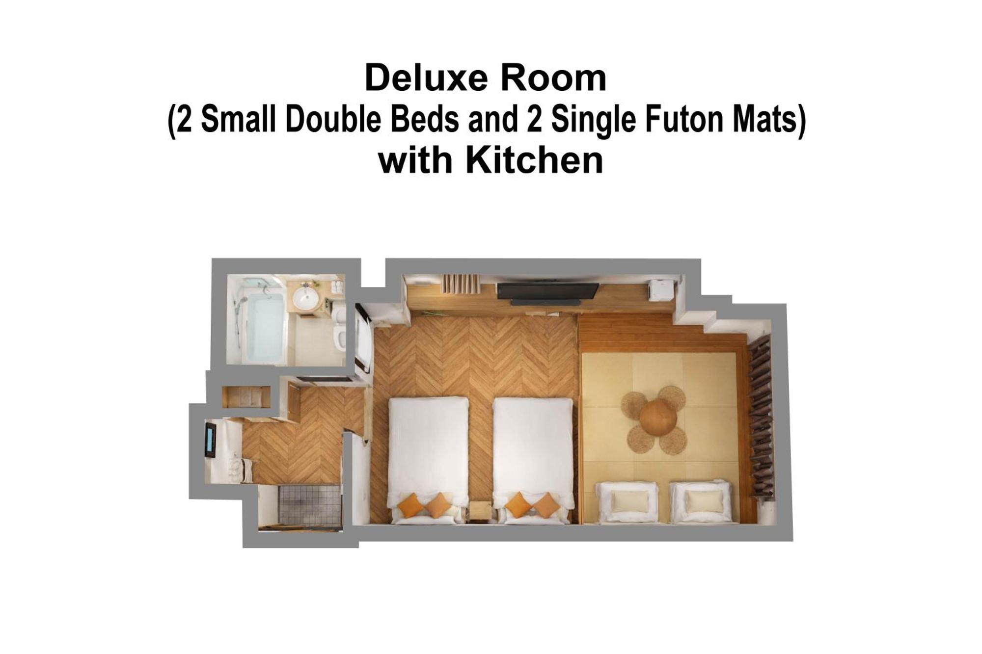 Deluxe Room 2 Small Double Beds 2 Single Futon Mats Kitchen Non-Smoking Cleaning Fee Extra No Cleaning Consecutive Stays